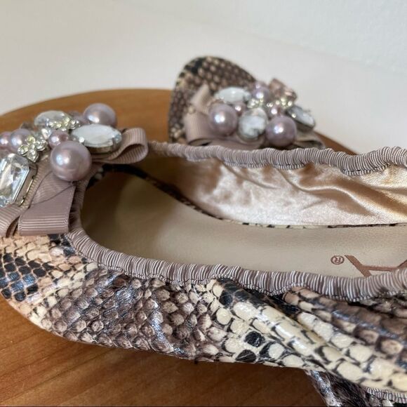 MIA Elizabeth peep-toe python beaded bauble shoes  7 - Picture 8 of 10